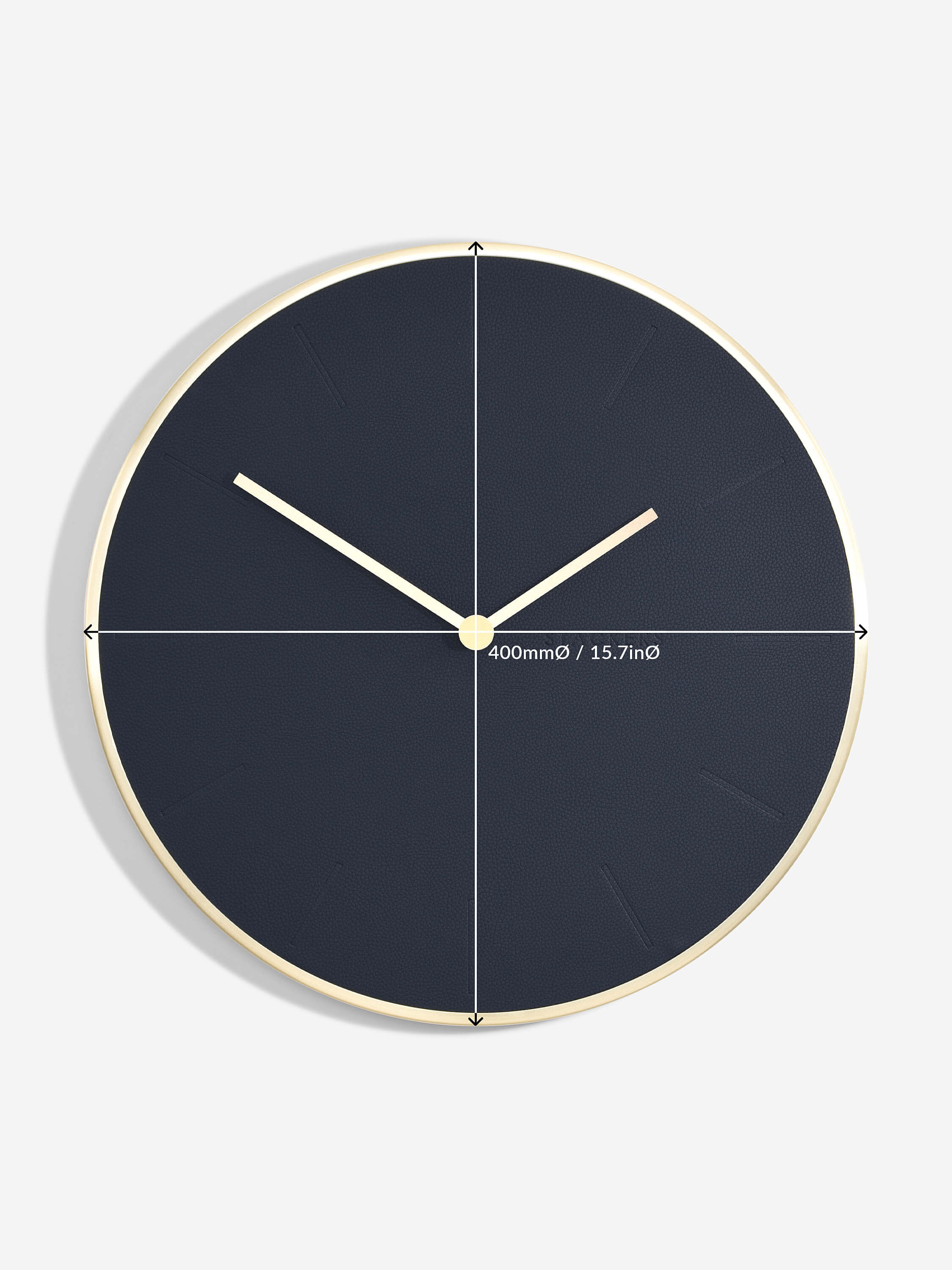 Navy & Brushed Gold PU Wall Clock