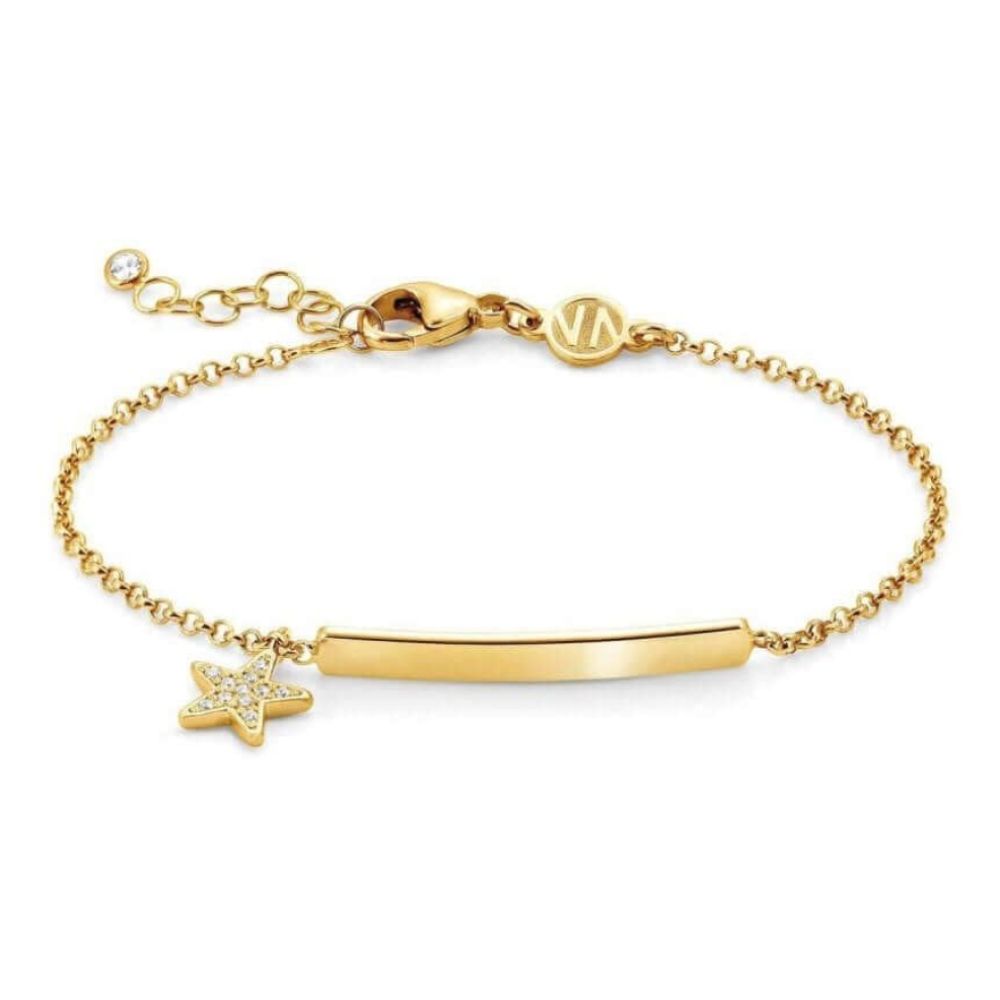 Gioie Engravable Bracelet In Yellow Gold Tone 925 Silver & CZ Stones Star