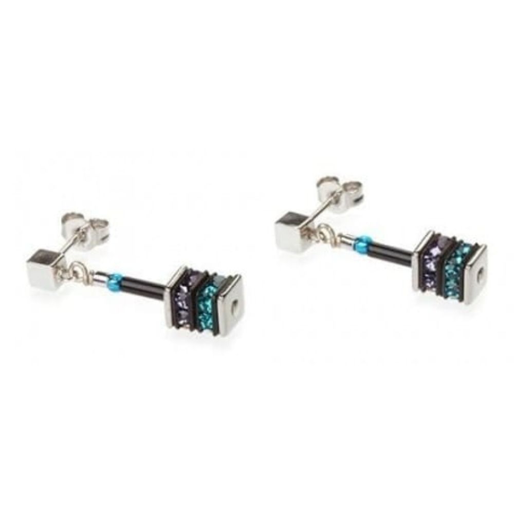Purple & Turquoise Rhinestone Swarovski Stud/Drop Earrings