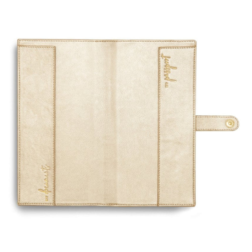 TRAVEL WALLET - LIVE LOVE ADVENTURE - Metallic Champagne - 23x12cm