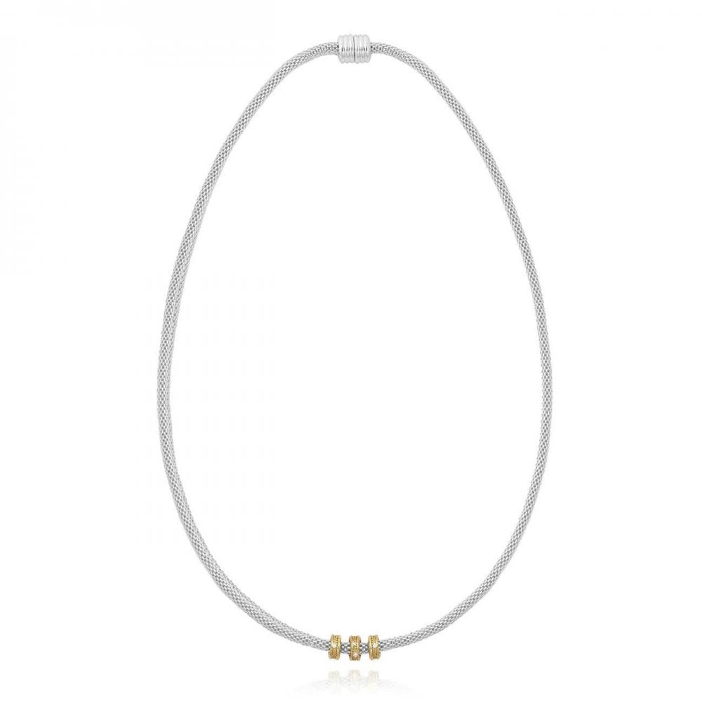 Halo Silver Venetian Chain Pave Charm Necklace