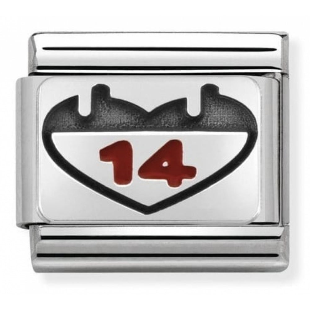 Classic Heart 14 In Stainless Steel, Enamel & Silver 925 Charm