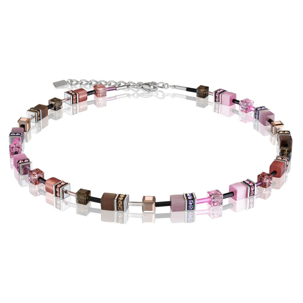 Brown-Rose Geo Cube Necklace