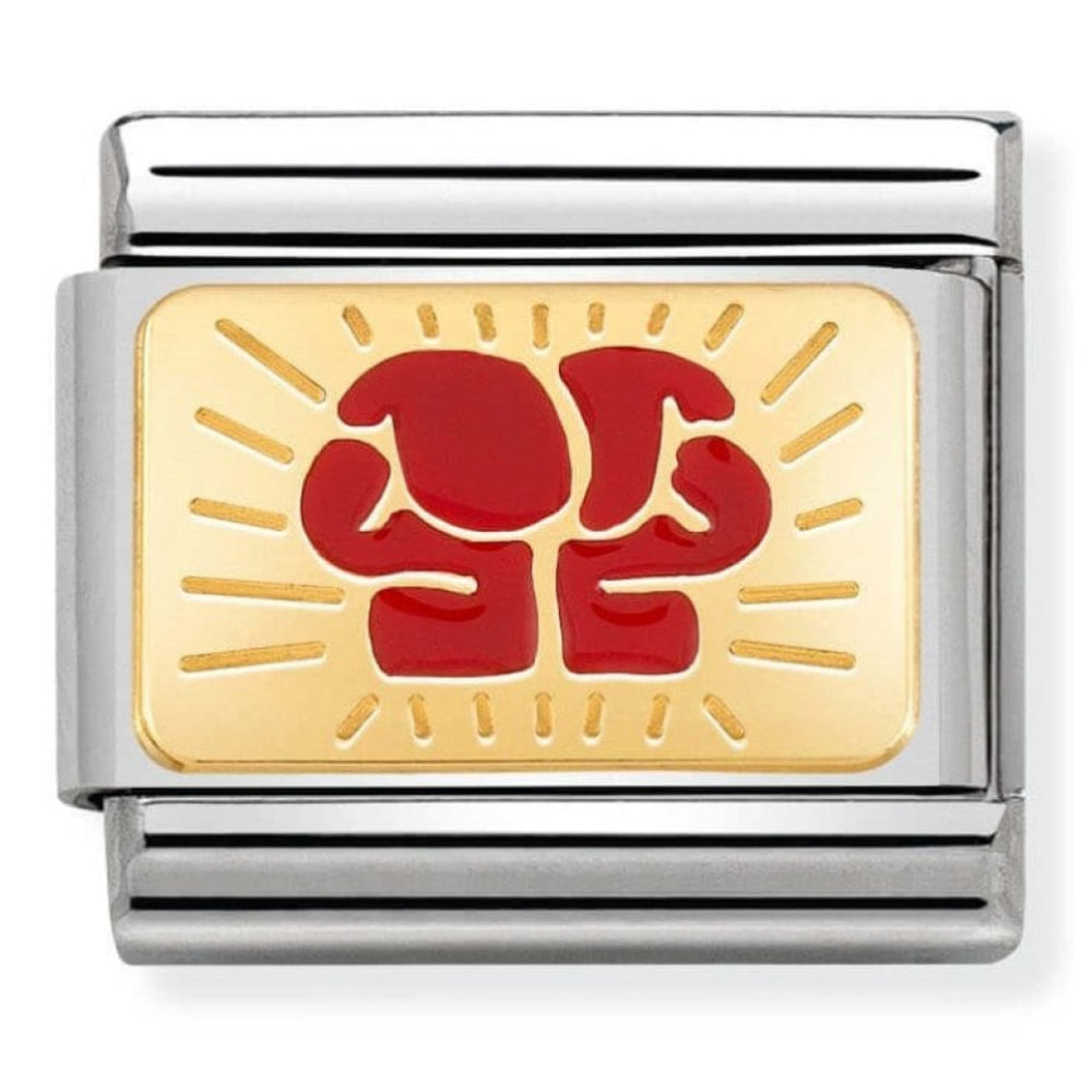 Composable Classic 18k Gold & Red Boxing Plate Steel & Enamel Charm