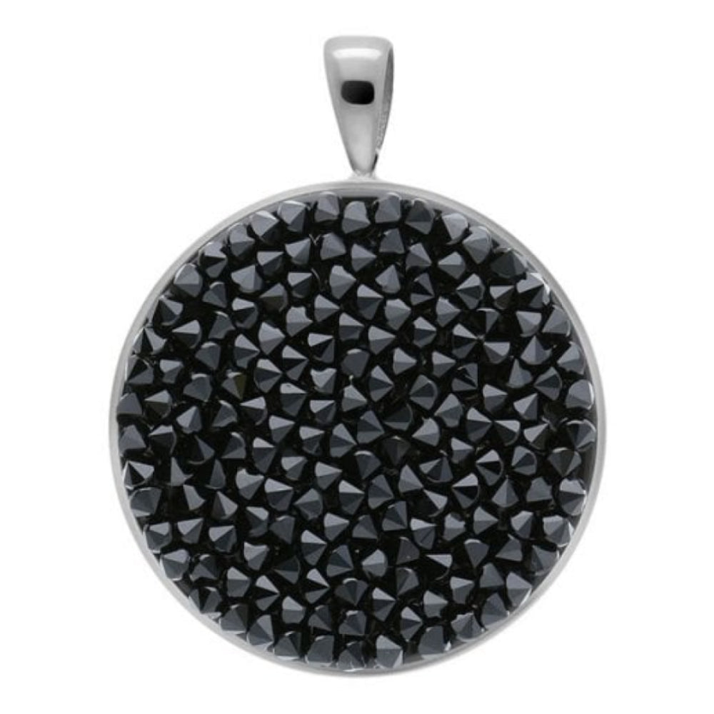 Pendant Tirano Big 25mm Jet Crystals In Silver