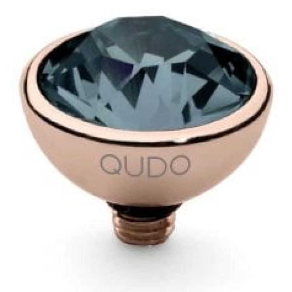 Famosa Rose Gold 10mm Bottone Ring Top Denim Blue
