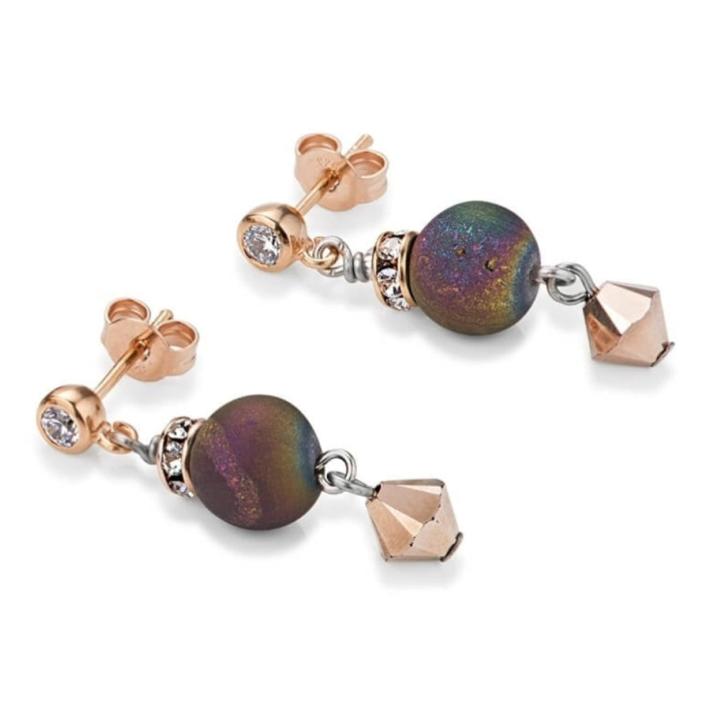 Swarovski Crystal And Agate Multicolour Stick Pin Earrings
