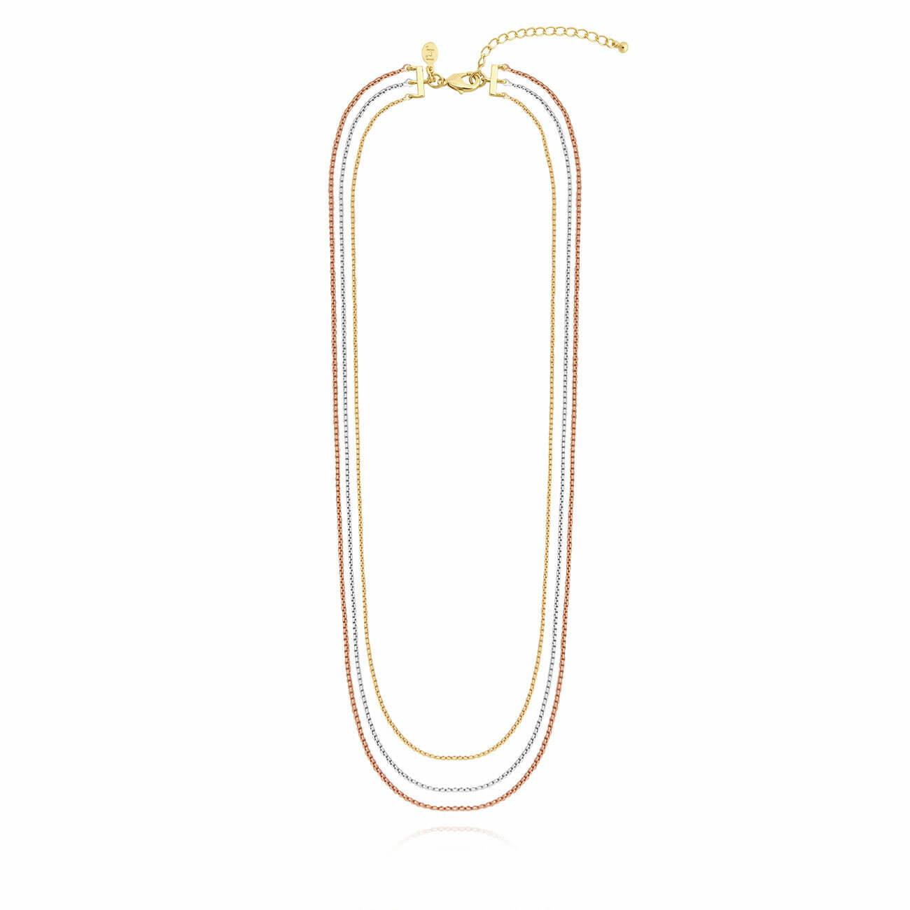 Ella | Multi Chain Necklace | Gold Silver And Rose Gold | Necklace | 43cm, 44.5cm And 46cm