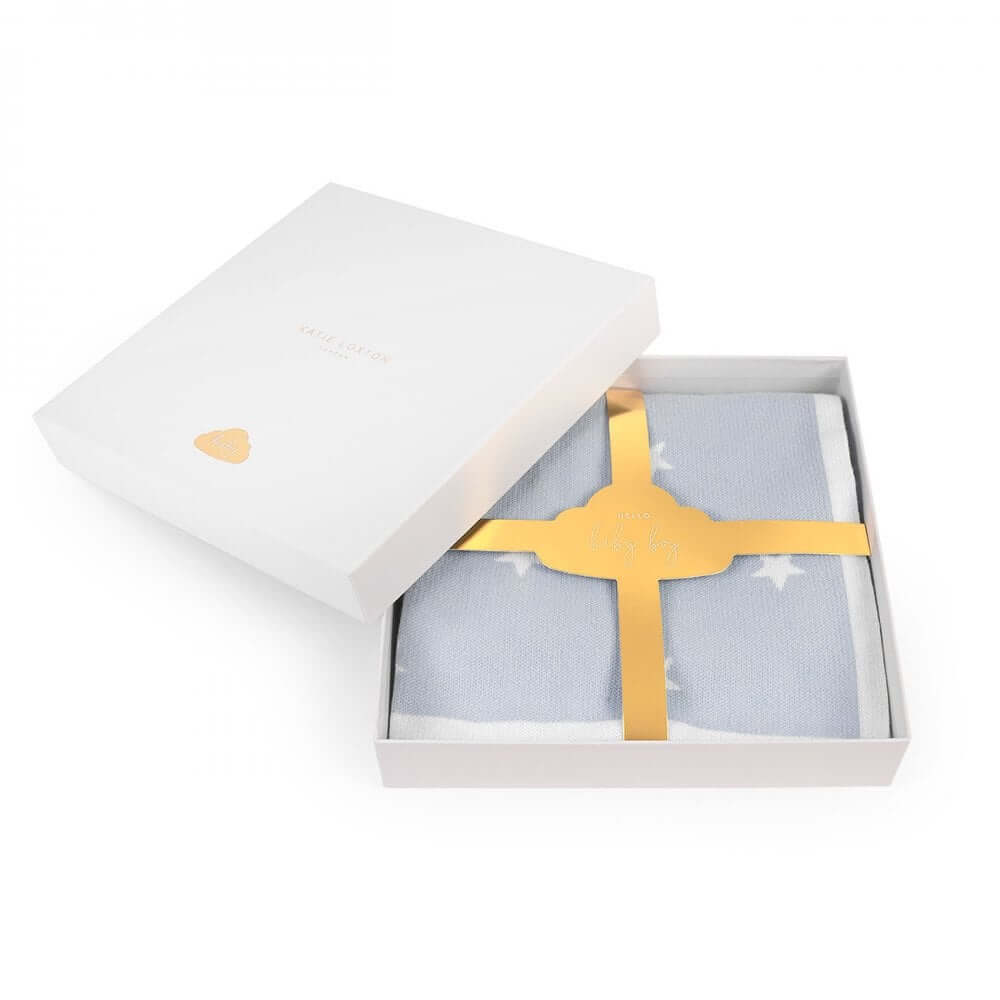 Beautifully Boxed Baby Blanket | Hello Baby Boy | Blue