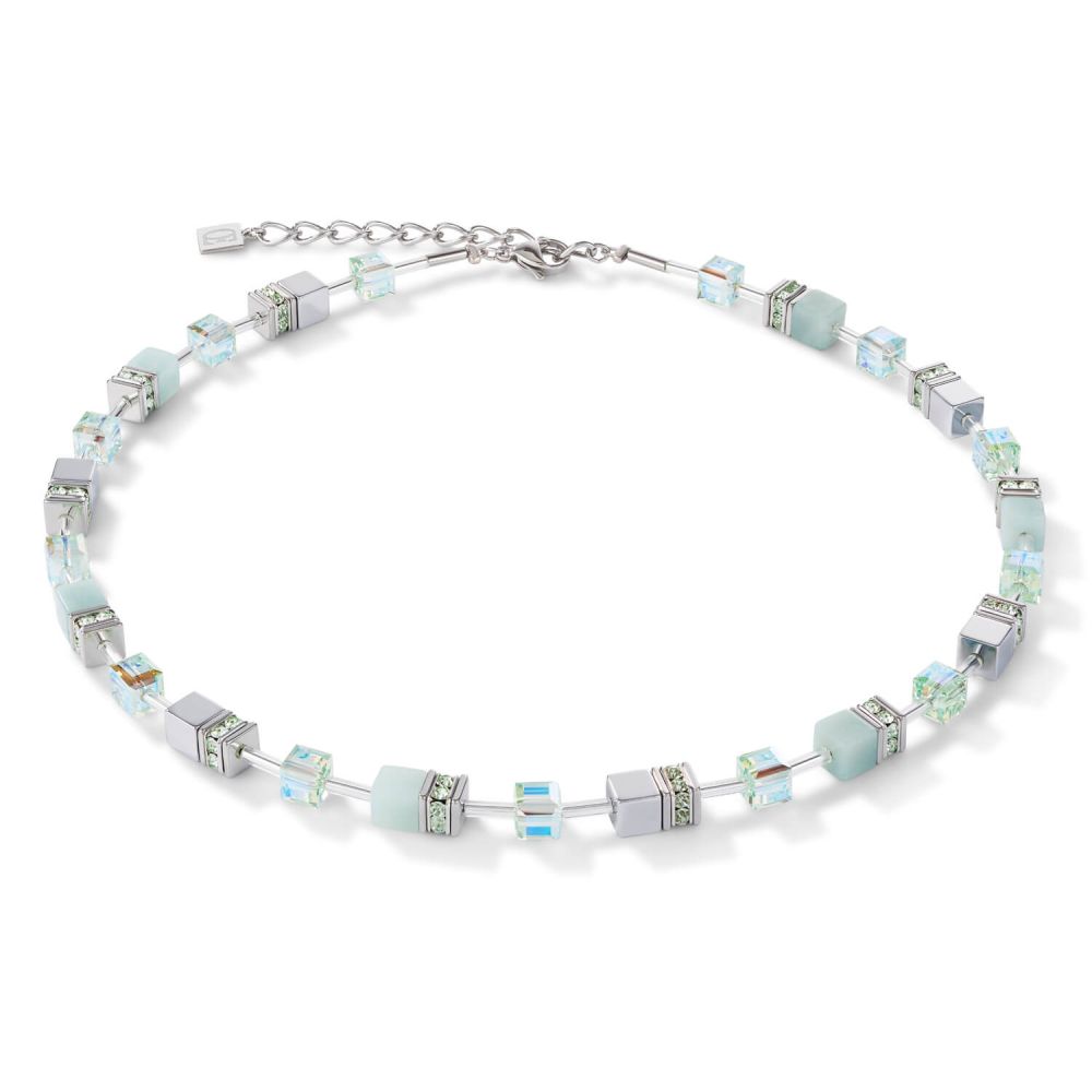 Amazonite & Haematite Light Green Geo Cube Necklace