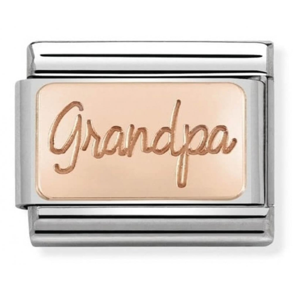 Composable Classic Grandpa Engraved Rose Gold Plate In Stainless Steel Charm