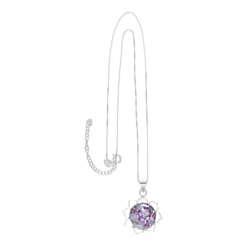 Silver Pendant - Purple Haze - Lotus Flower