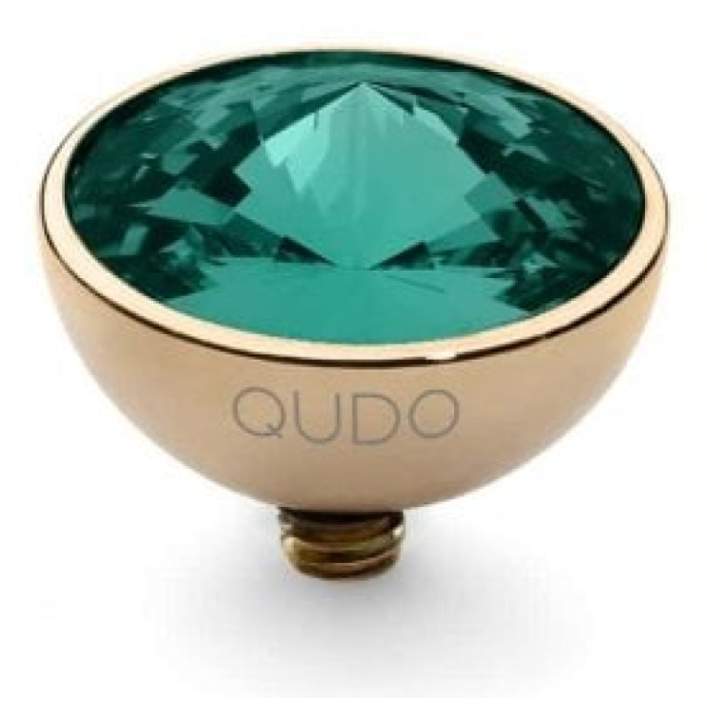 Famosa Gold 11.5mm Bottone Ring Top Emerald