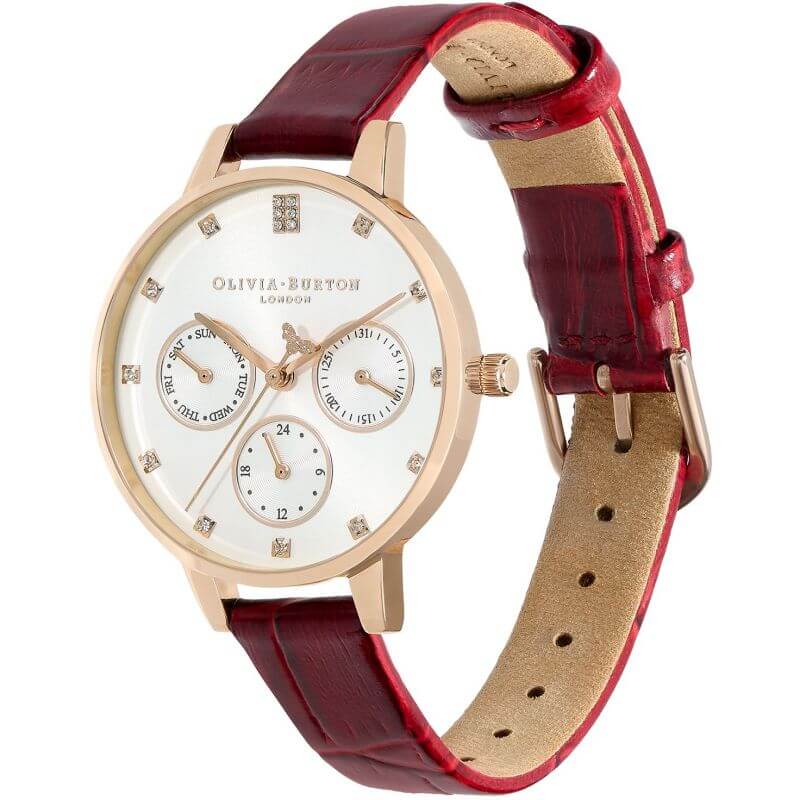 Regal Multifunction White, Gold & Burgundy Watch