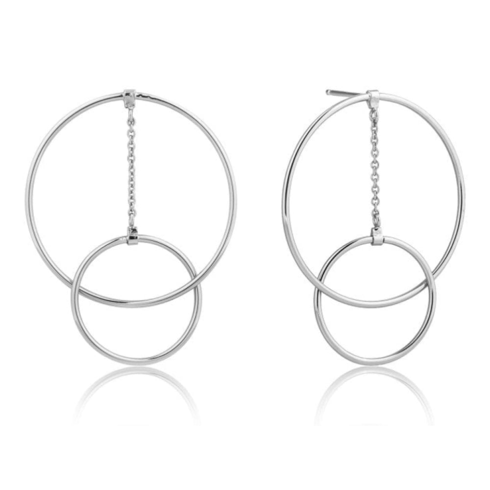Modern Minimalism Double Hoop Earrings Silver