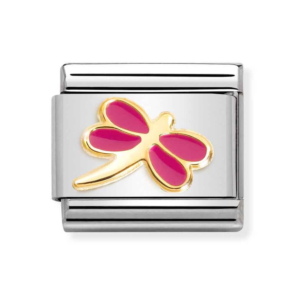 Classic Link In 18K Gold With Fuchsia Dragonfly