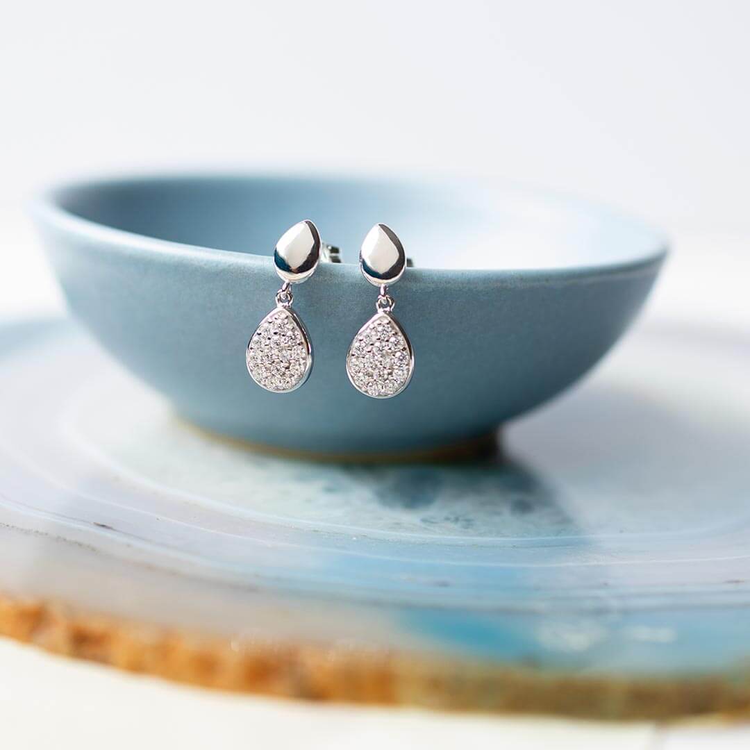 Coast Pebble Glisten Pave CZ Drop Earrings