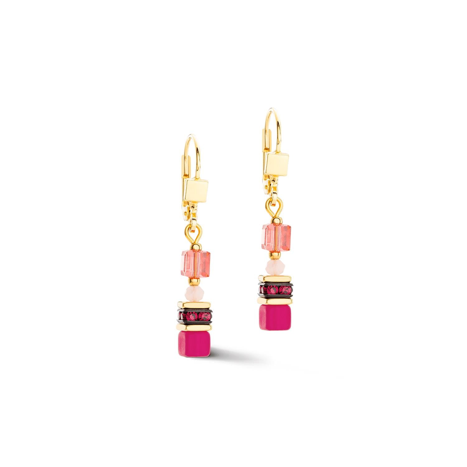 Mini Cubes Magenta Earrings