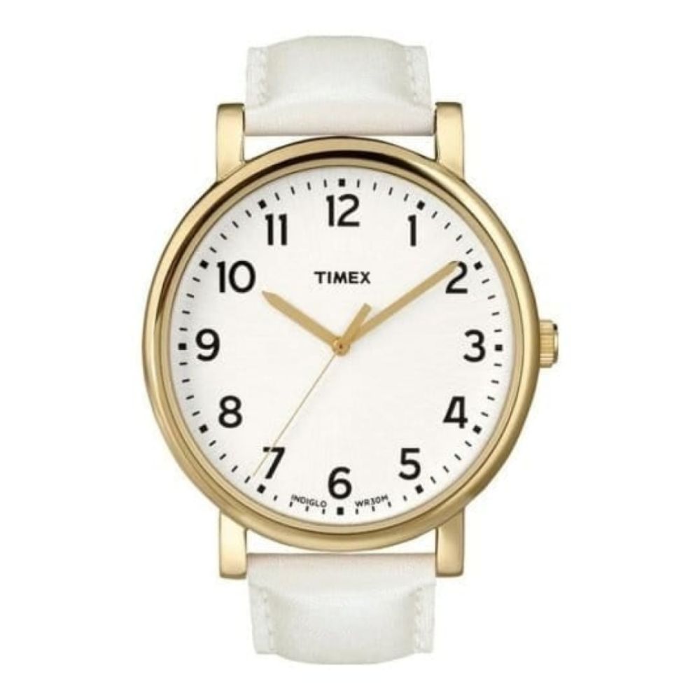 Ladies White Leather Easy Reader Watch