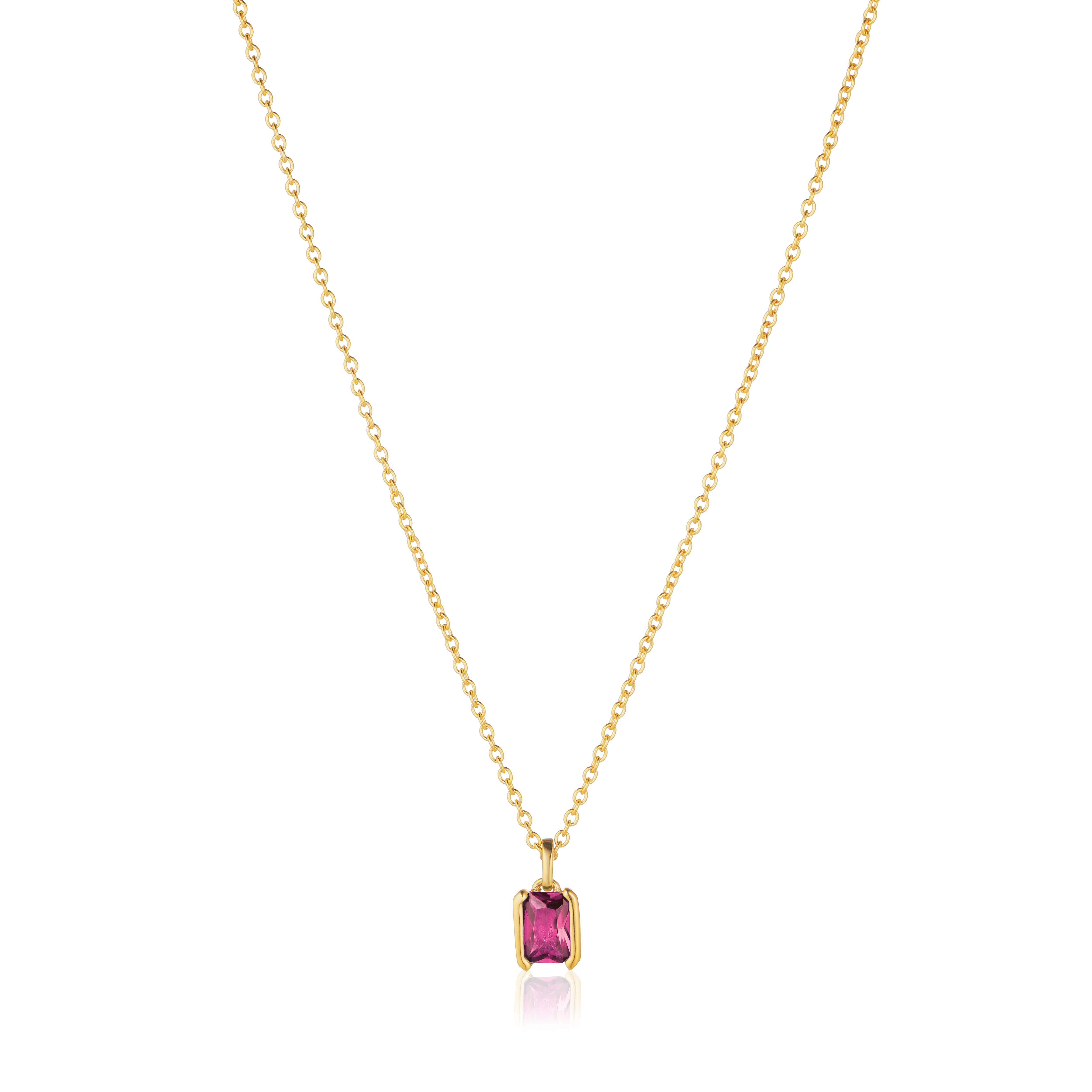 Roccanova Piccolo Necklace In 18k Gold Plated With Pink Zirconia