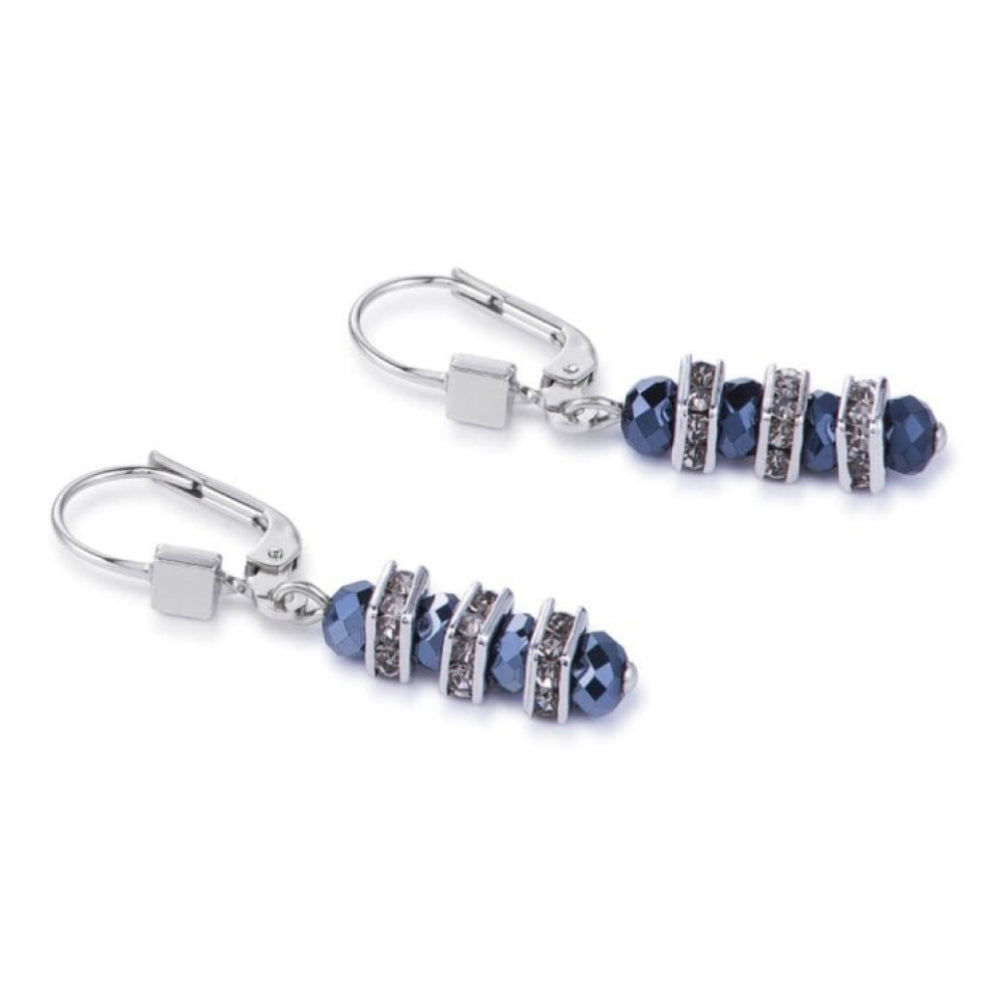 Geo Cube Anthracite Pierced Earrings