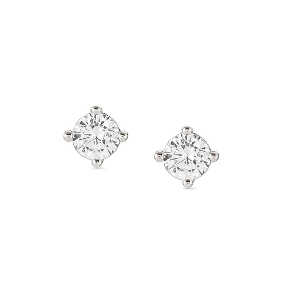 Sentimental Silver & CZ Round Stud Earrings