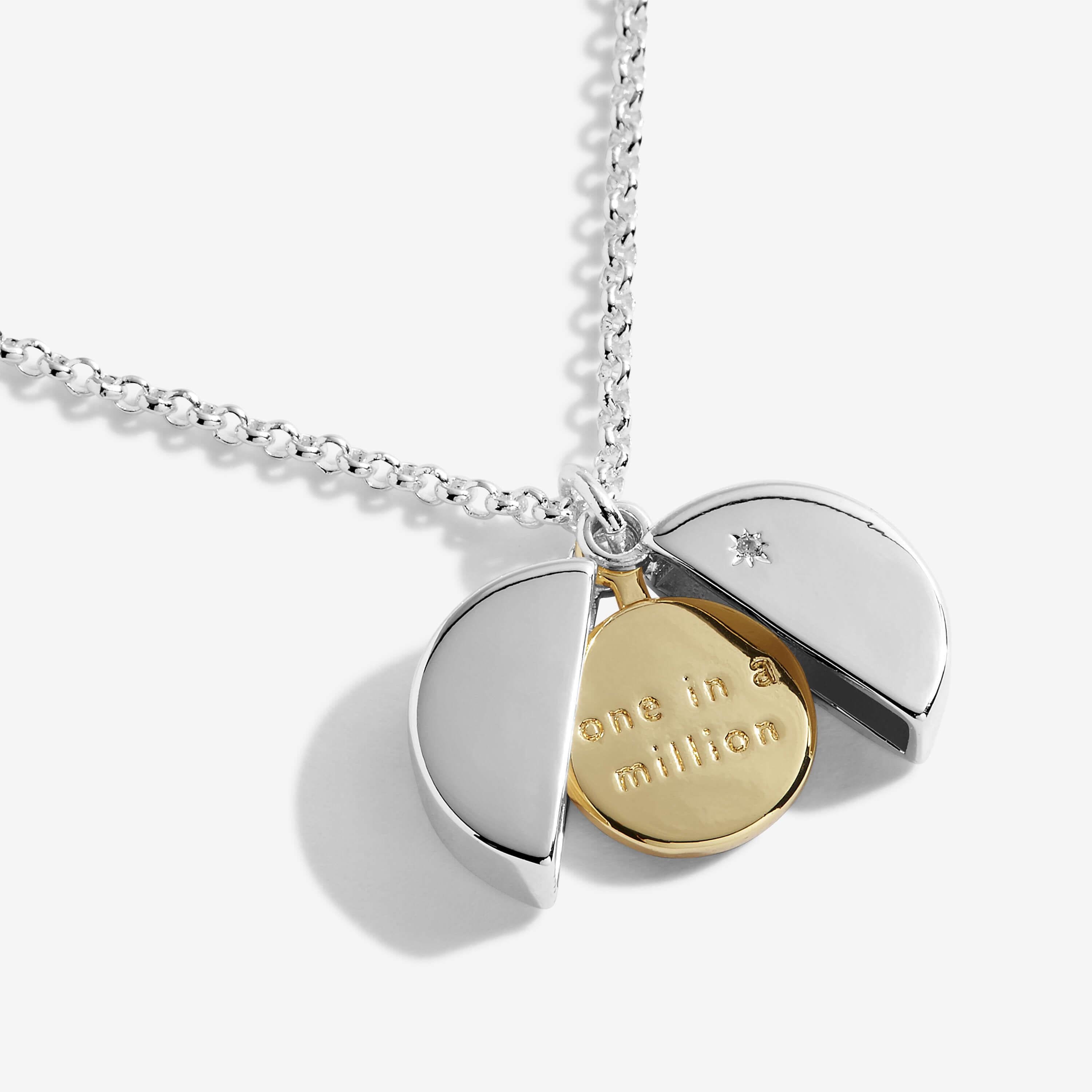 Secret Sentiment Lockets | One In A Million | Silver And Gold | Necklace | 50cm Adjustable