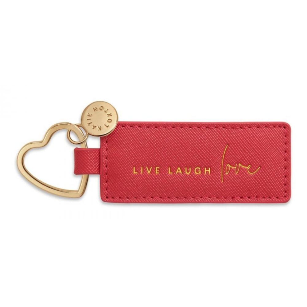 Sentiment Heart Keyring | Live Love Laugh | Fuchsia Pink | 8x3cm