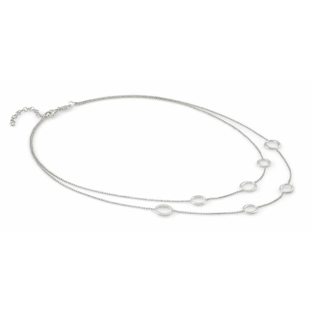 Sterling Silver Double Chain Circle Necklace