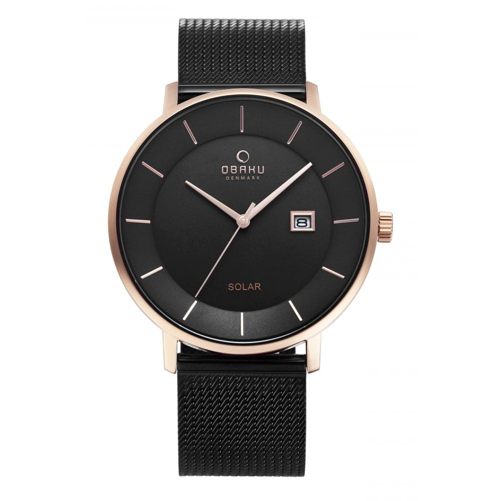 NORDLYS - NIGHT Rose Gold & Black, Solar Movement Gents Watch