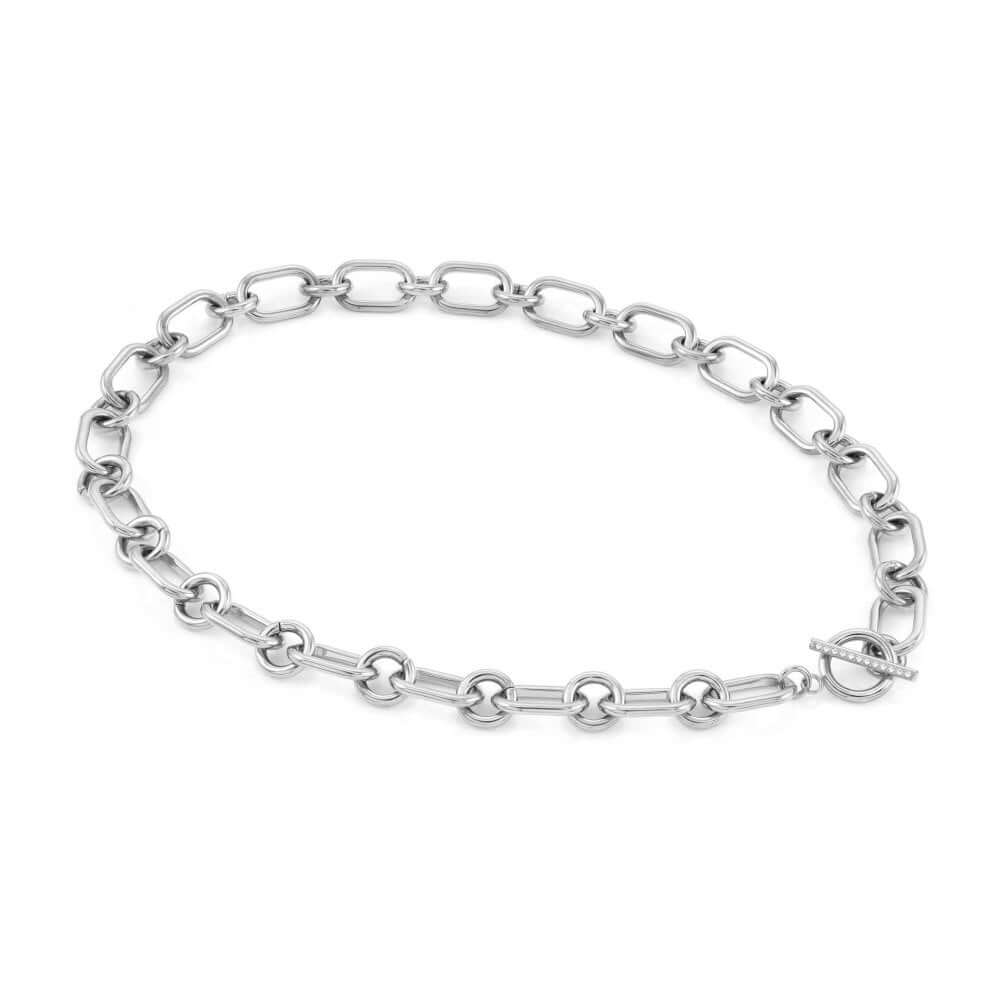 Drusilla Steel CZ T-Bar Necklace