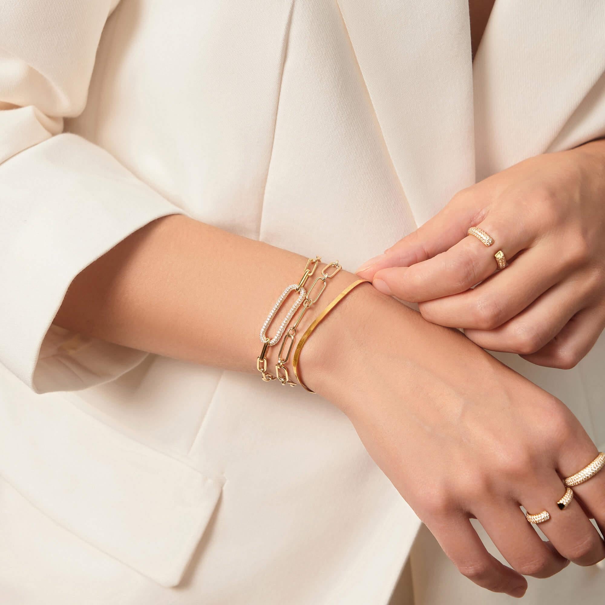 Gold Pave Link Bracelet