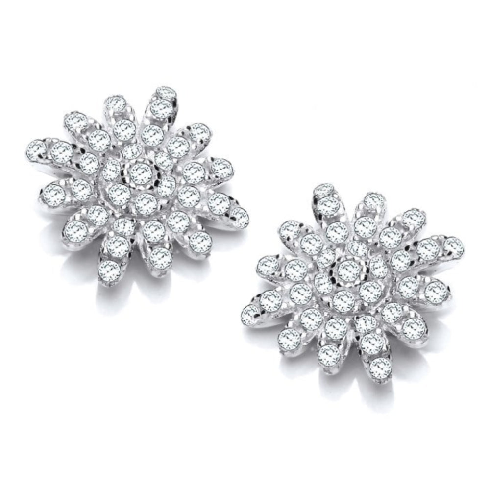 Silver Starburst Daisy Earrings