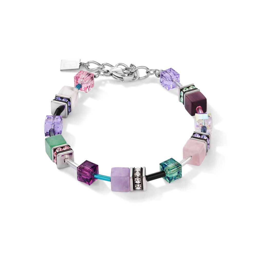 Geo Cube Swarovski Crystals & Gemstones Lilac-Green Bracelet