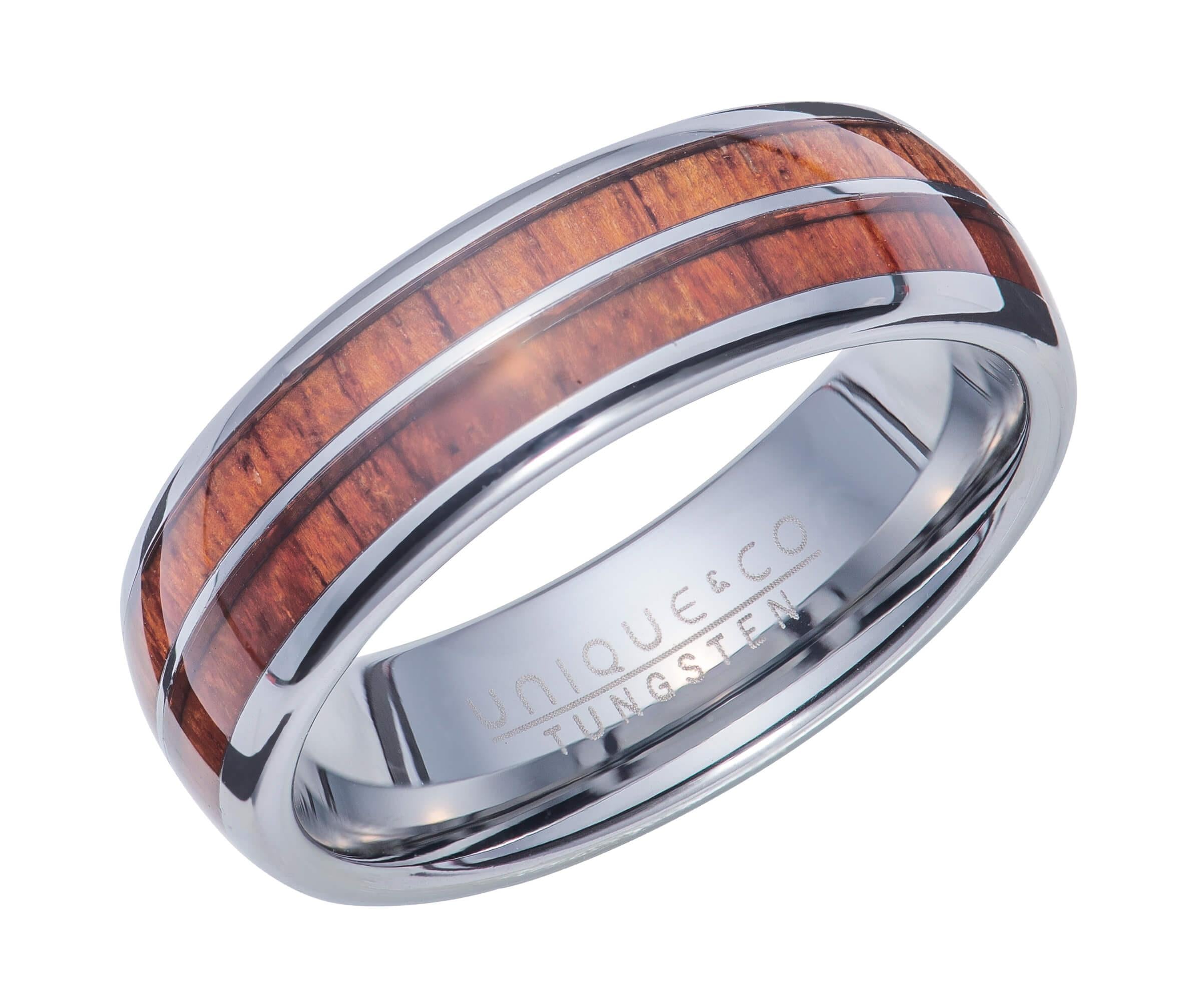 Wood Inlay 7mm Tungsten Carbide Ring