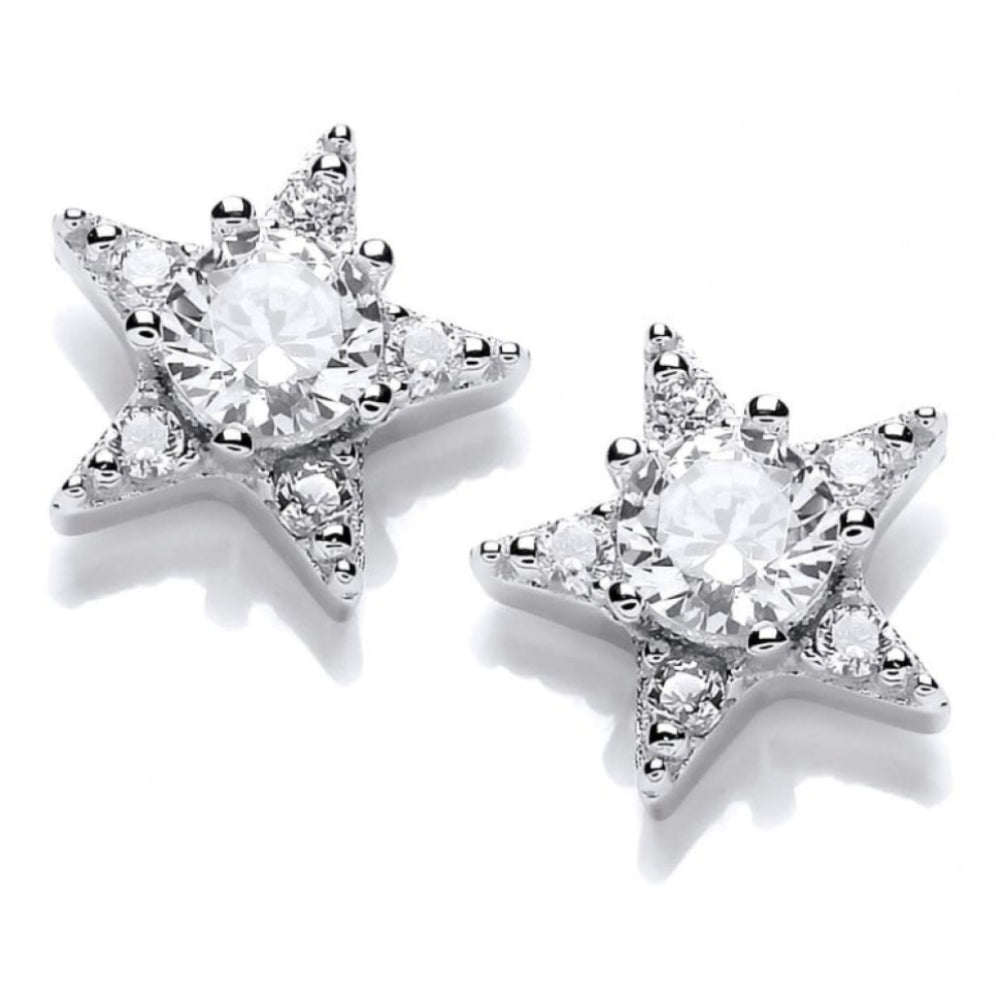 Silver & CZ Mini Shooting Star Earrings
