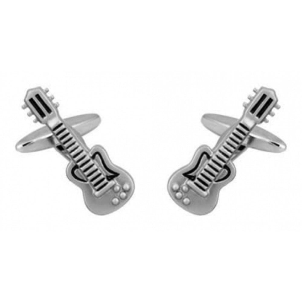Rhodium Plated Electric-Guitar Cufflinks