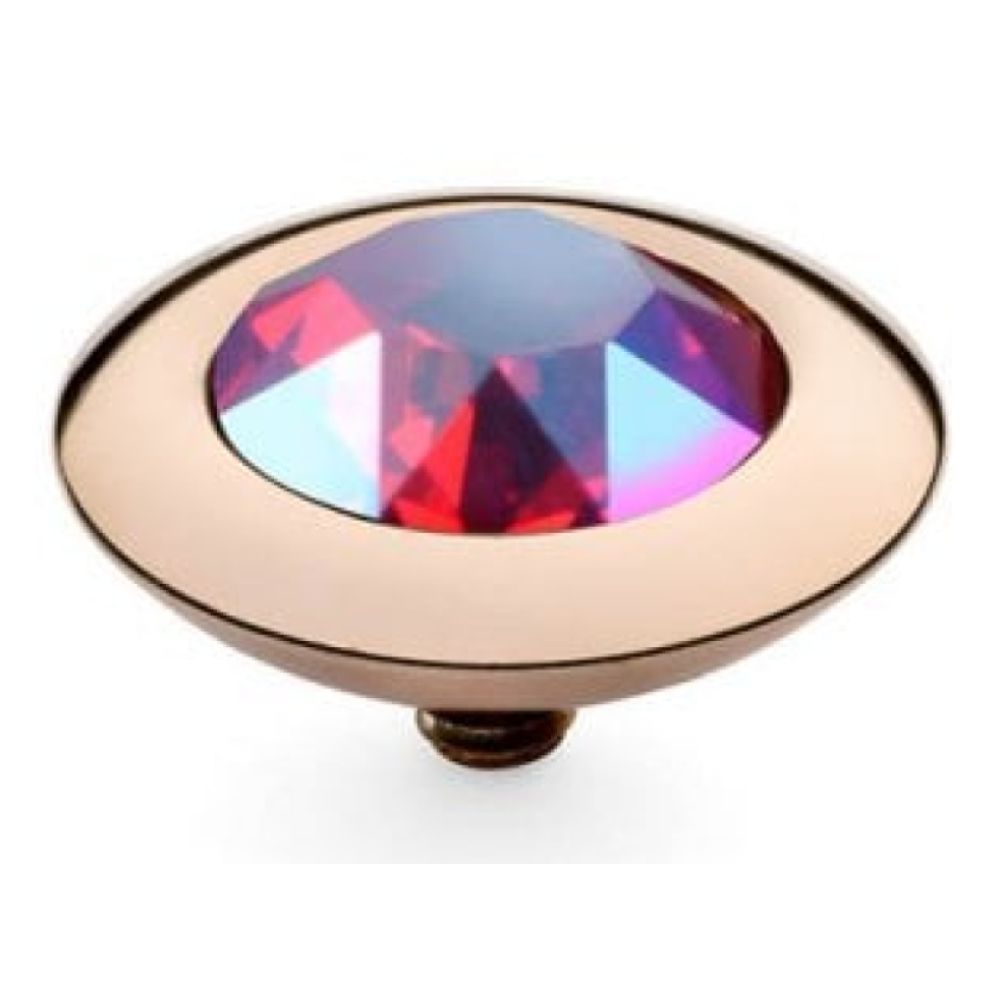 13mm Interchangeable Tondo Light Siam Shimmer Crystal Top in RG