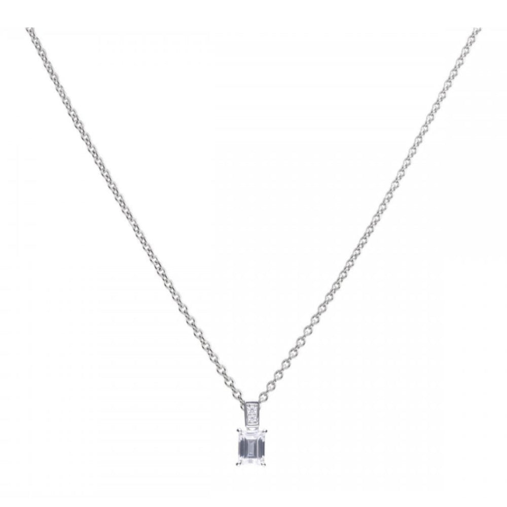 Emerald & Round Cut Zirconia Pendant Necklace