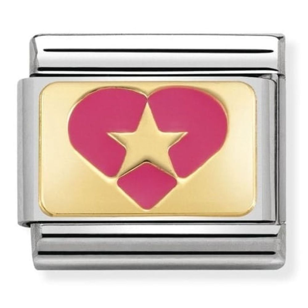 Classic Gold Heart with Fuchsia Star