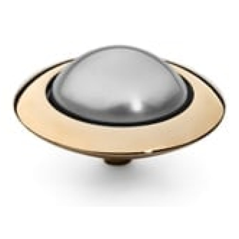 Famosa Tondo 16mm Light Grey Pearl In Gold Plated Ring Top
