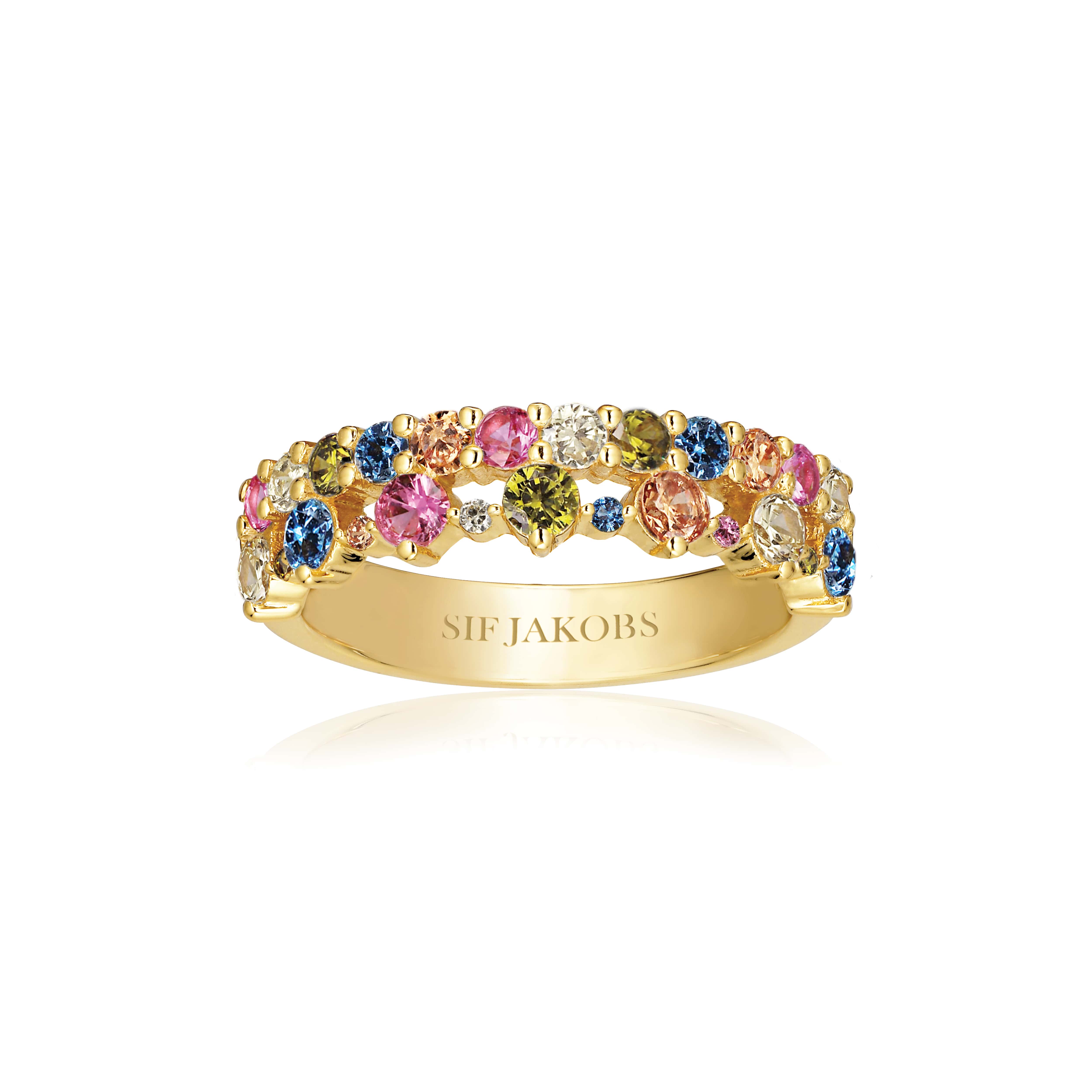 Livingo Ring In 18k Gold Plated With Multicoloured Zirconia