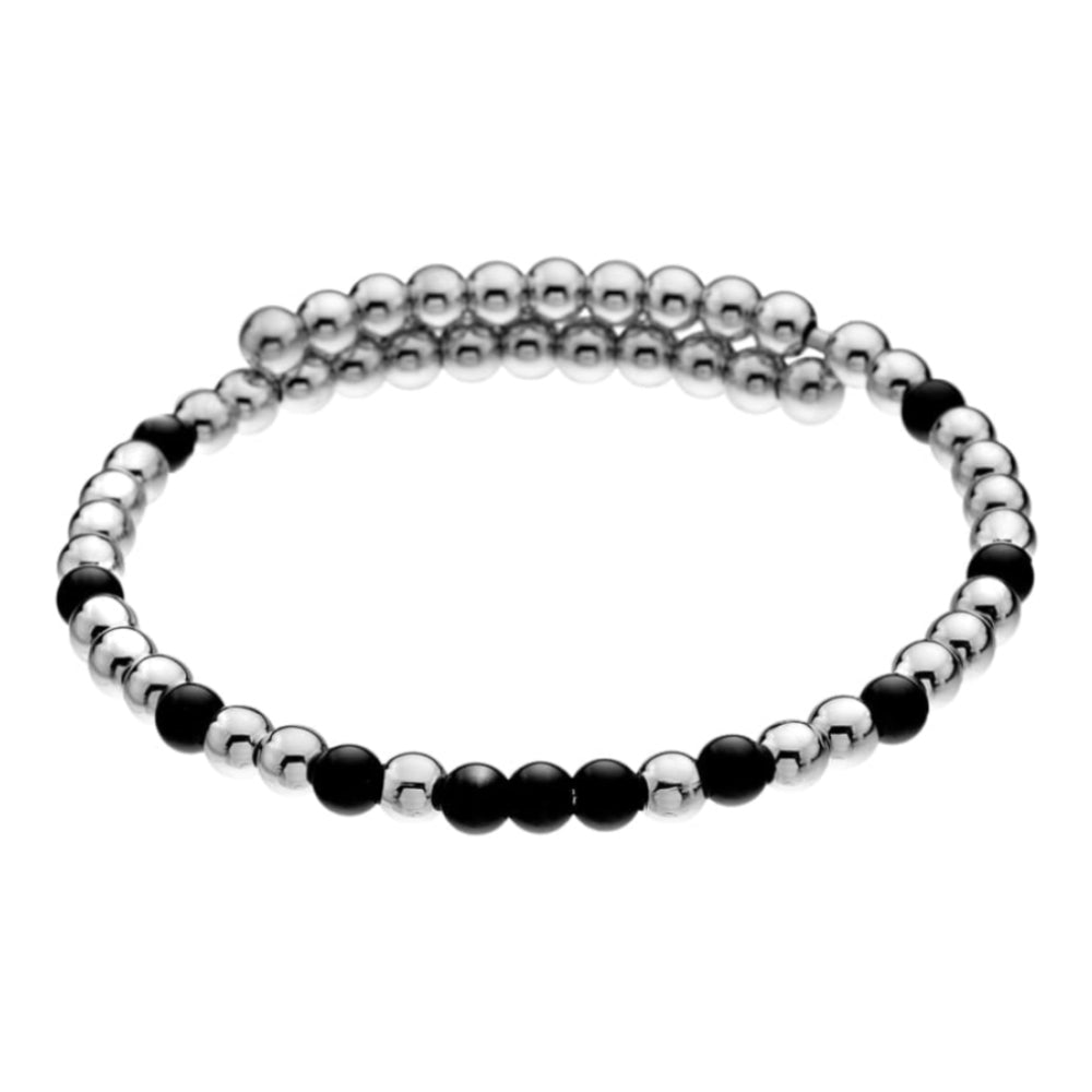 Emozioni Silver Plate Wrap Bangle - Black