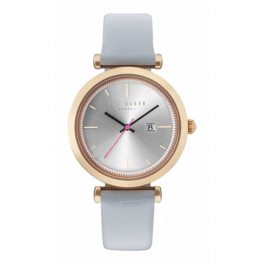 Rose Gold Date Function Leather Strap Ladies Wristwatch