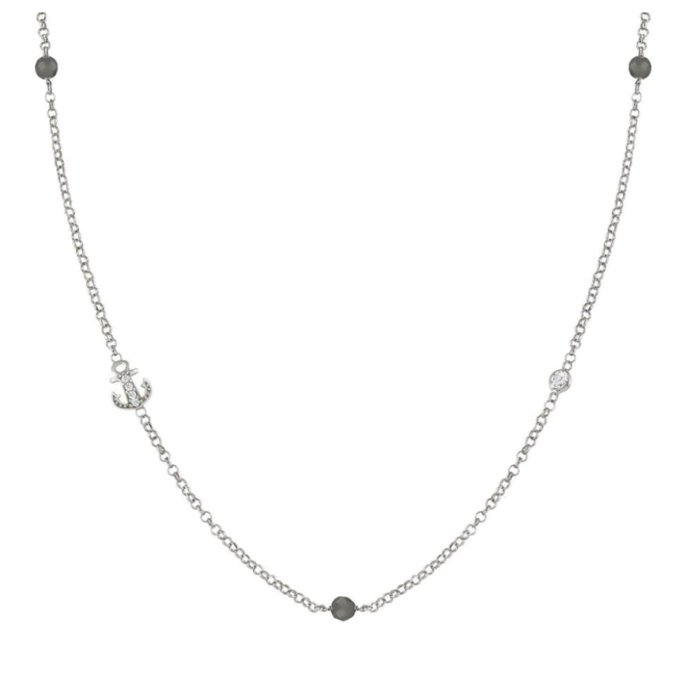 Gioie Necklace In 925 Silver, Cubic Zirconia And Jade (013_Achor Silver)