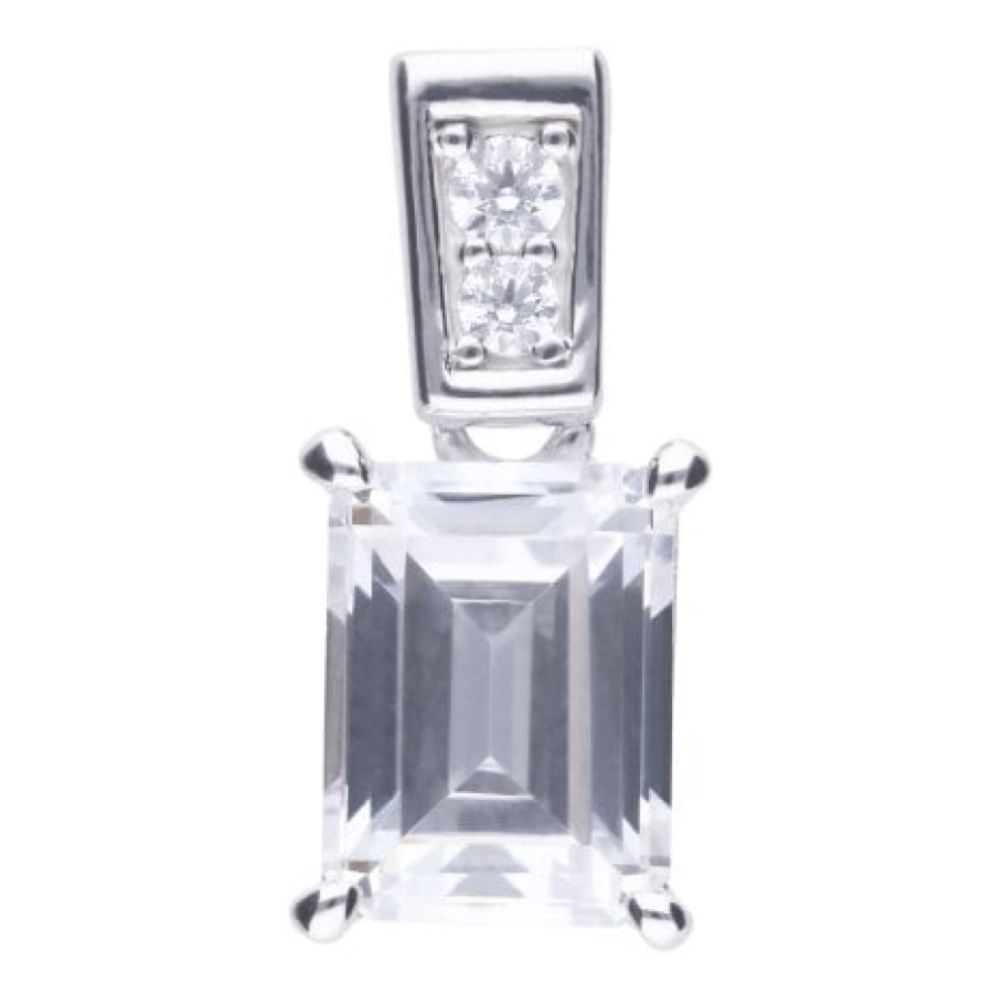 Emerald & Round Cut Zirconia Pendant Necklace