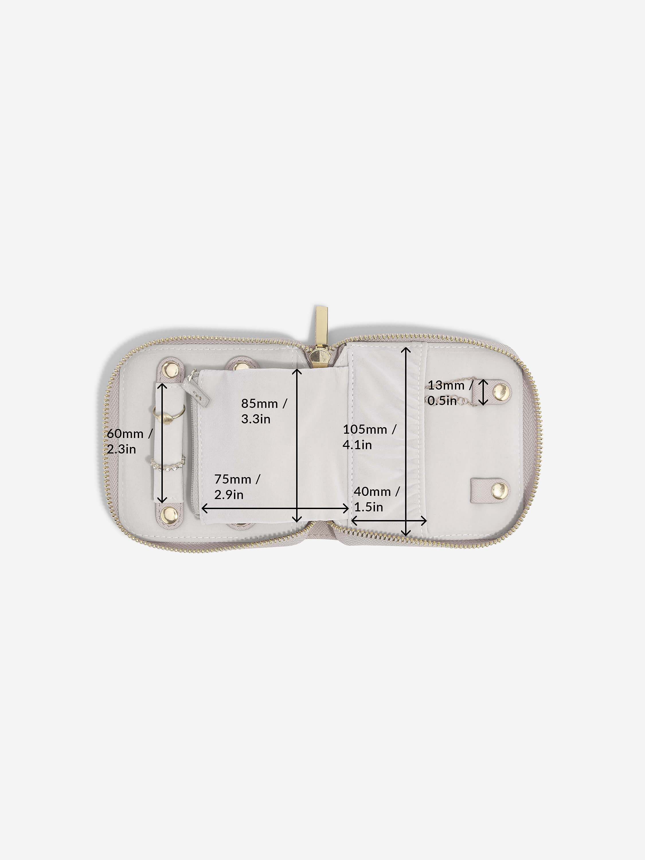 Taupe & Gold Compact Jewellery Roll