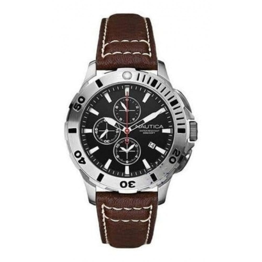 Gents BDF Brown Leather Strap & Multifunctional Dial Watch