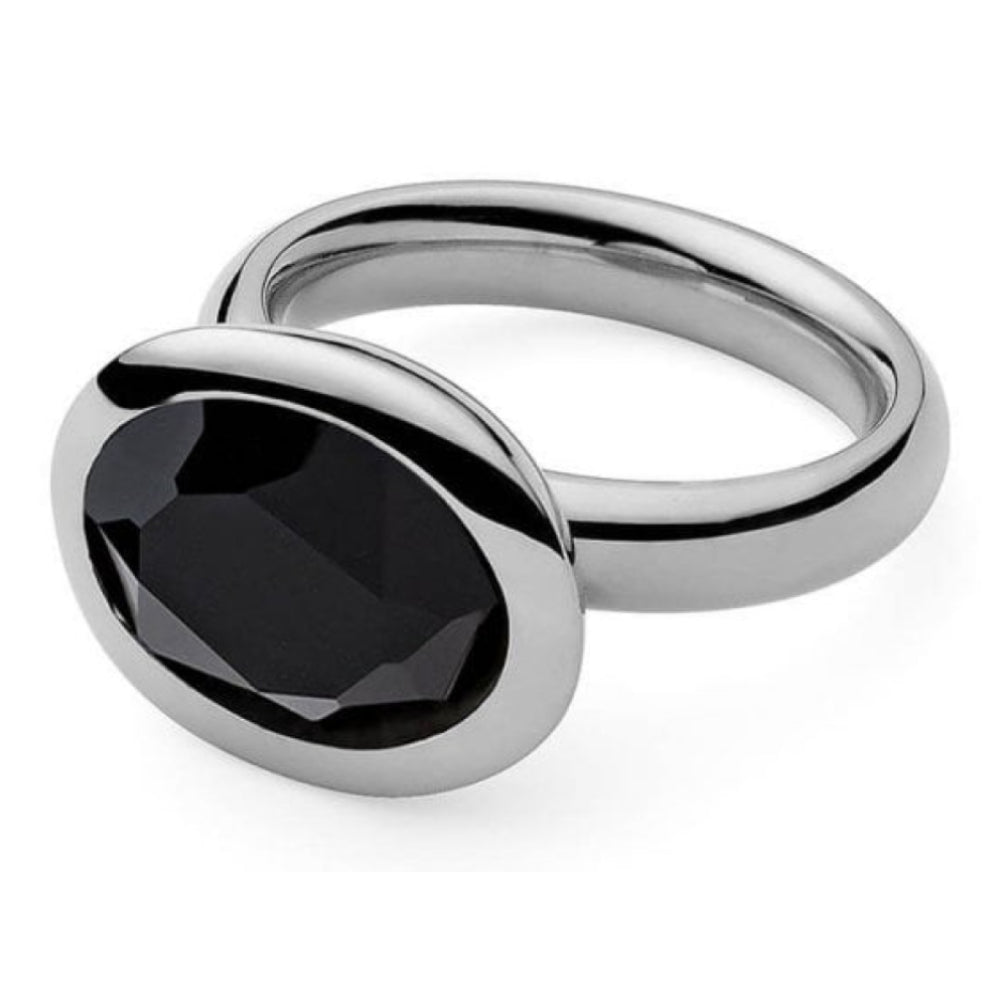 Tivola Small Stainless Steel Ring With Jet