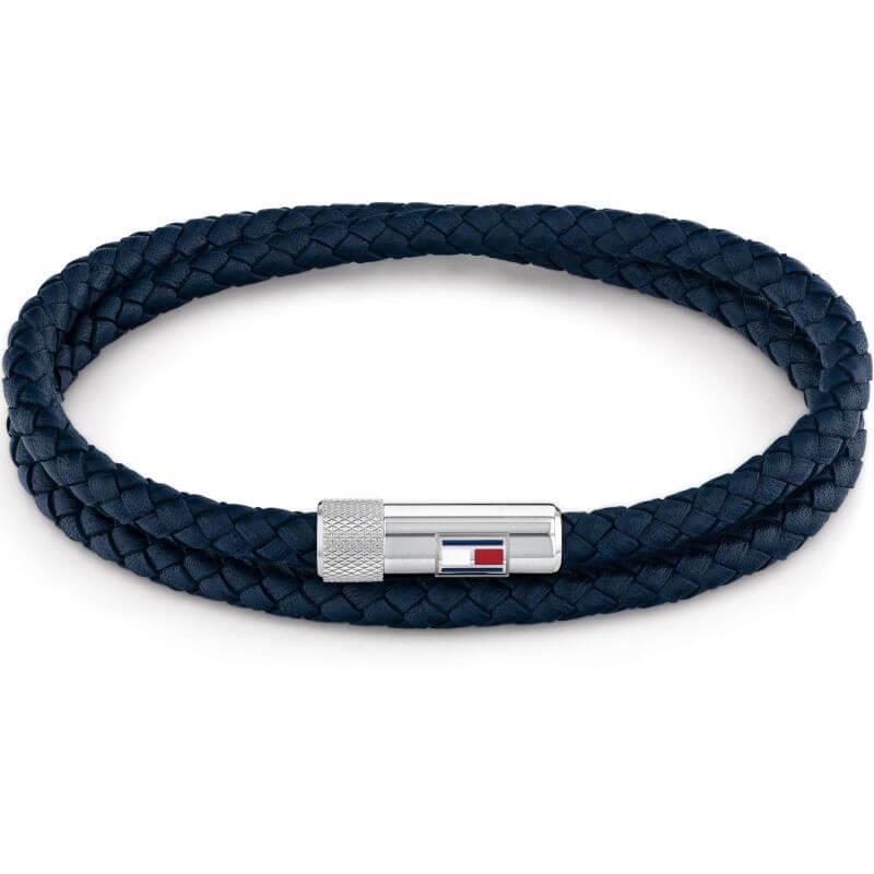 Blue Double Wrap Gents Leather Bracelet
